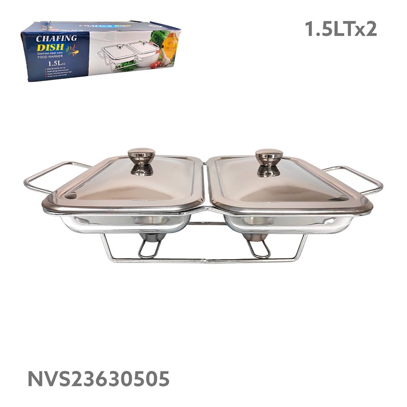 BANDEJA DOBLE PARA BUFFET D/VIDRIO C/TAPA 1.5L