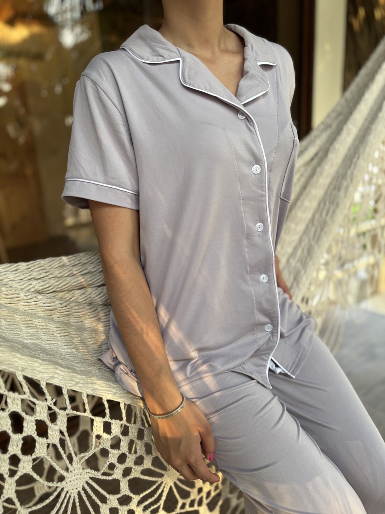 PIJAMA LILA TALLA "M", MGA CORTA/PANTALON