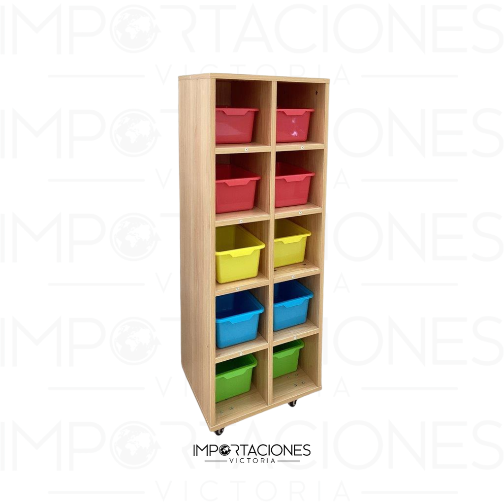 GABINETE C/10 CASILLEROS 45X40X128CM CREMA/AMARILLO  858-88545