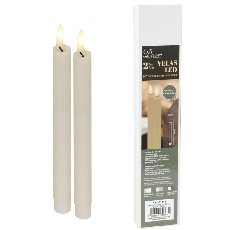 VELA LED 2PZAS BLANCA