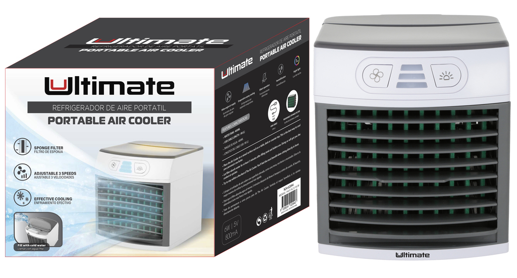 VENTILADOR DE AIRE AC PORTATIL 3 VELOCIDADES BLANCO-GRIS