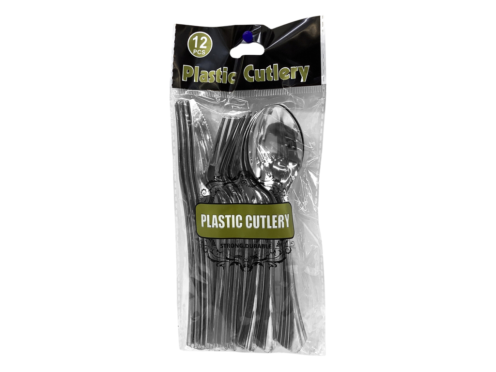 CUBIERTOS DESECHABLES12 PZAS  PLATEADO