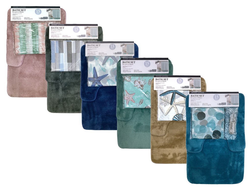 ALFOMBRAS P/ BAÑO 15PZAS PLASTICA