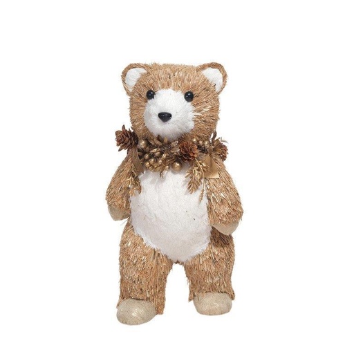 [IV-1446] FIGURA DE OSO 17X32X13CM NATURAL DE PIE