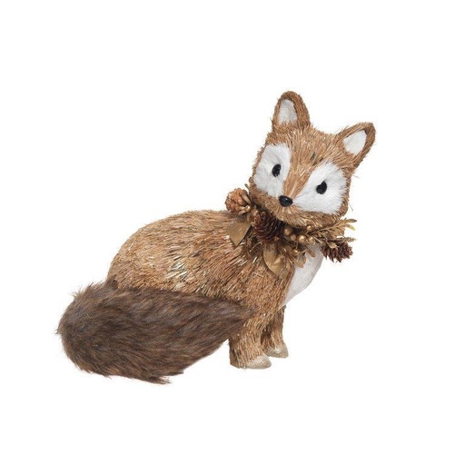 [IV-1447] FIGURA DE ZORRO 28X27X21CM NATURAL