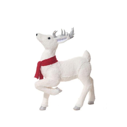 [IV-1450] FIG. DE RENO 39X14X48CM BLANCO-ROJO PARADO