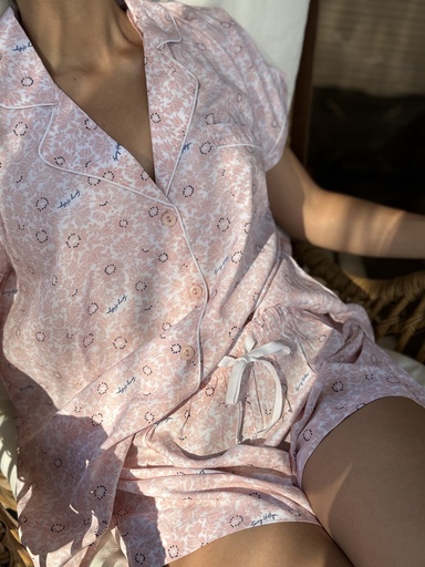 [HYGRL0039] PIJAMA TOMMY HILFIGER SHORT, MANGA CORTA "S" ROSA