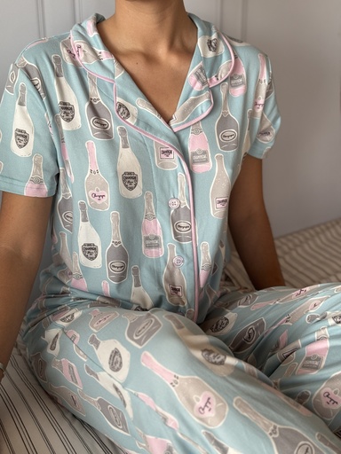 [HYGRL0041] PIJAMA PANTALON/MANGA CORTA CHAMPAGNE "S"