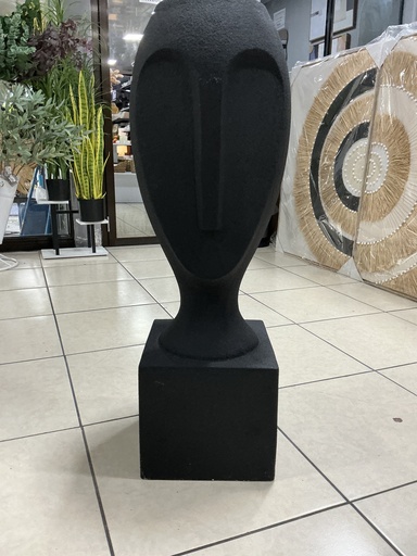 [IV-2374] MACETA YESO ROSTRO NEGRA